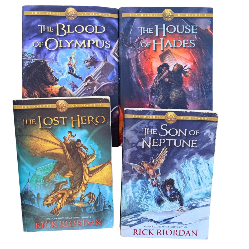 Rick Riordan Heroes of Olympus Book Lot 1 2 4 5 Paper-Hardcov Fantasy Series